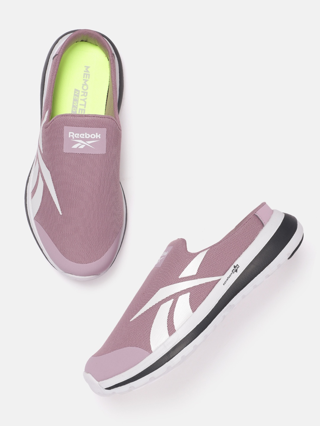 

Reebok Women Woven Design Cushion Nest Running Mules with Brand Logo Print Detail, Rose