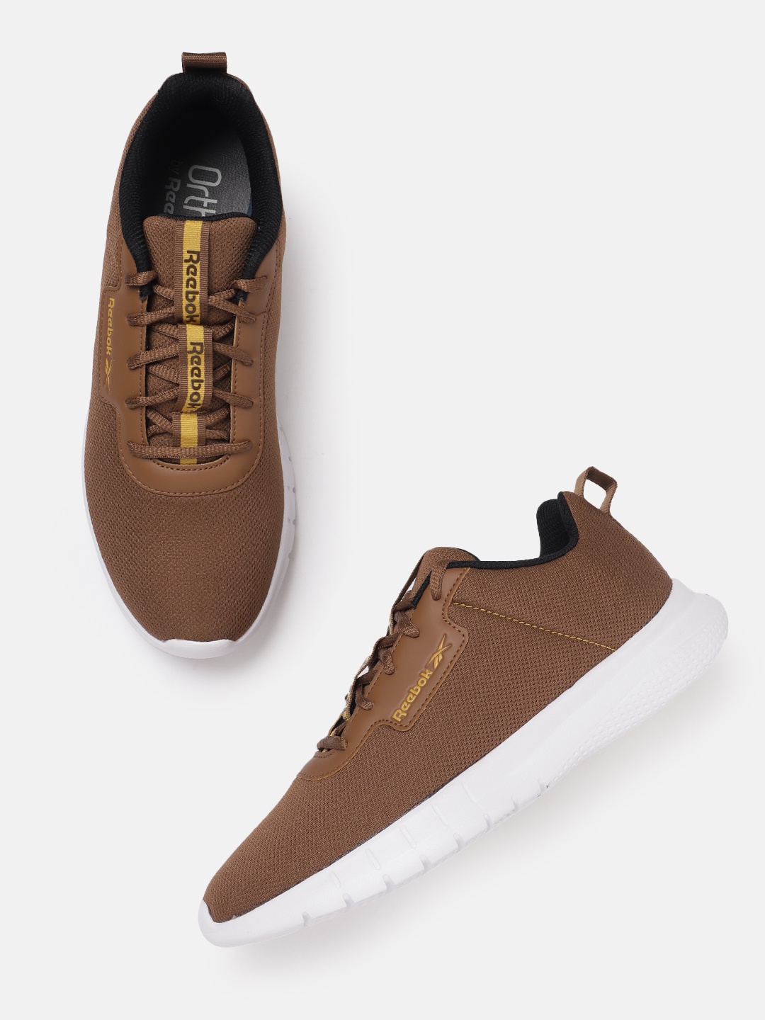 

Reebok Men Woven Design Stride Walker Walking Shoes, Brown