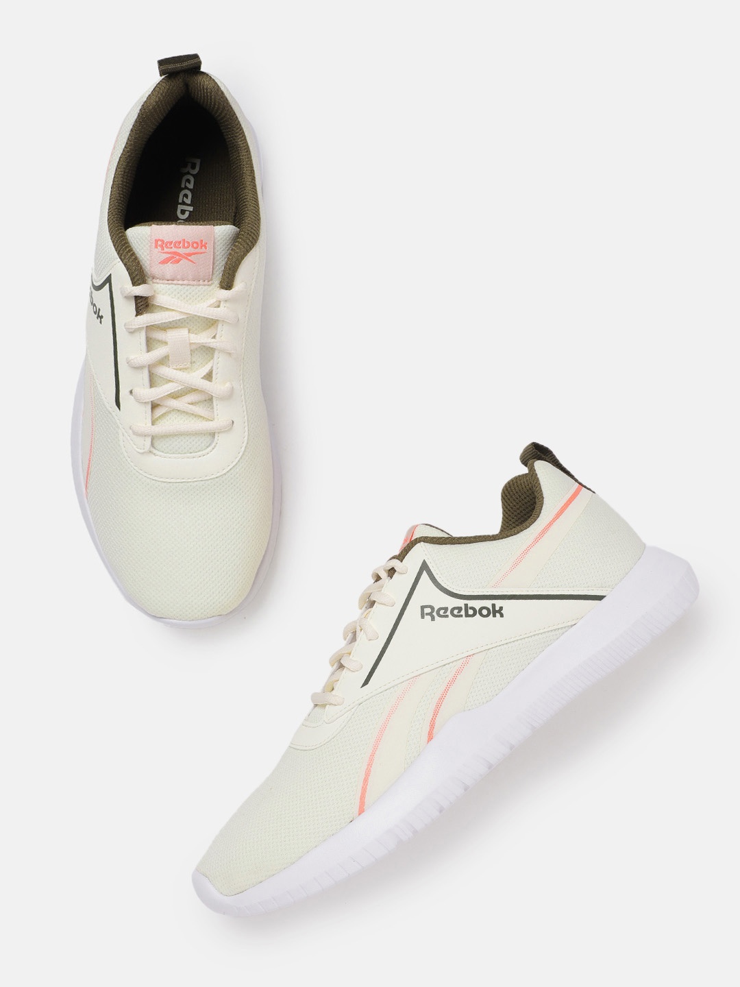 

Reebok Men Woven Design Austin 2.0 Running Shoes with Brand Logo Detail, Off white