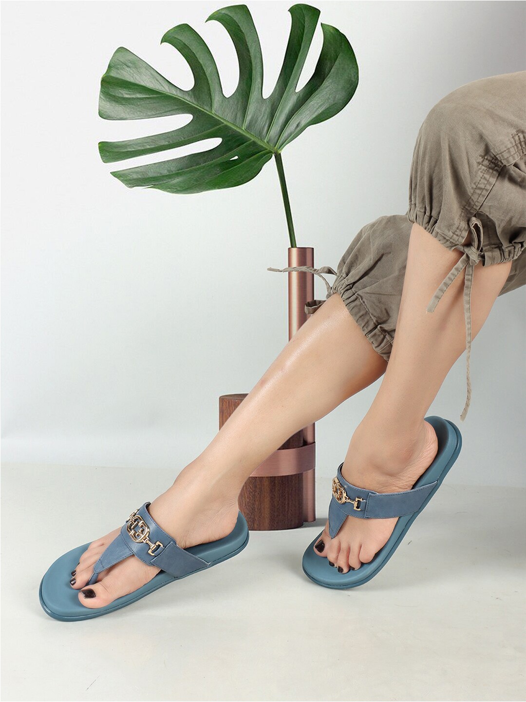 

Elle Embellished T-Strap Flats, Teal