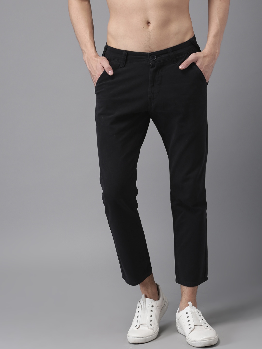 

Moda Rapido Men Black Slim Fit Solid Cropped Chinos