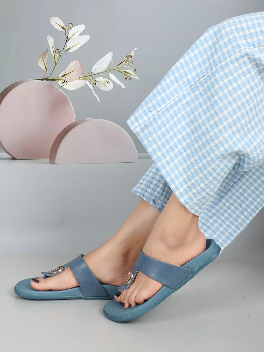 

Elle Embellished T-Strap Flats, Teal