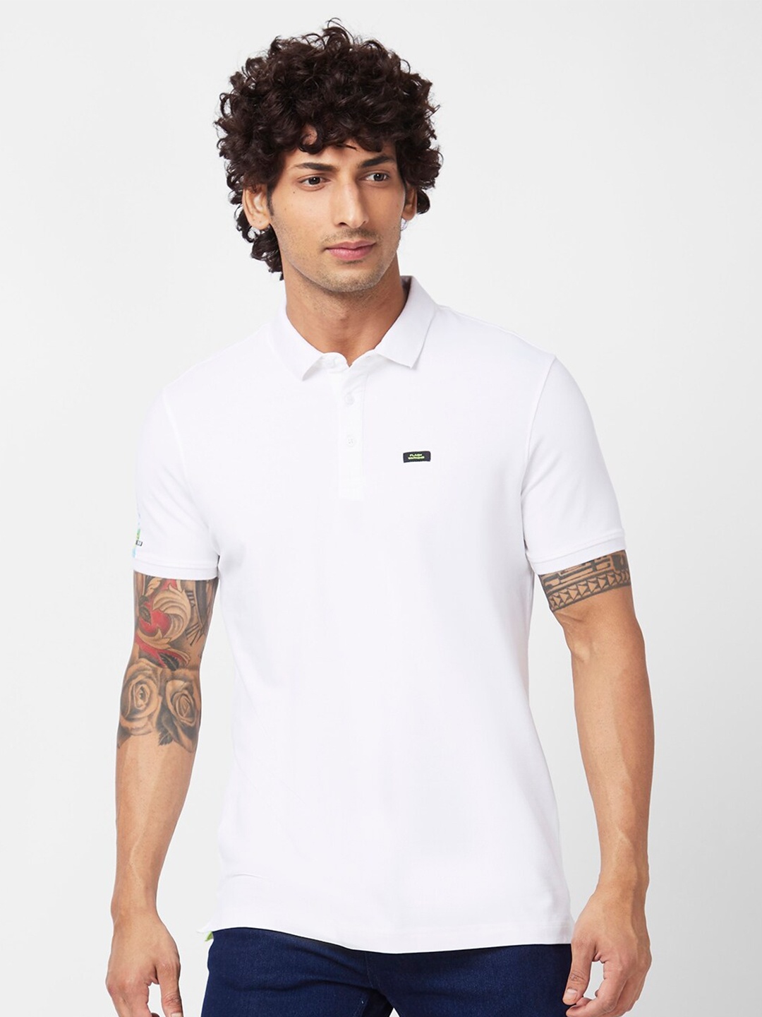 

SPYKAR Polo Collar Slim Fit T-shirt, White