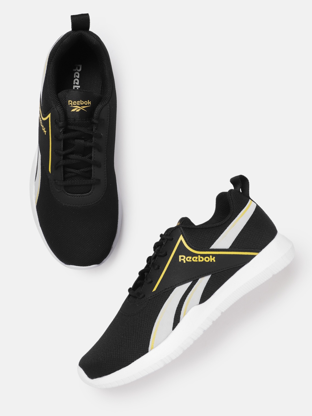 

Reebok Men Woven Design Austin 2.0 Running Shoes with Brand Logo Detail, Black