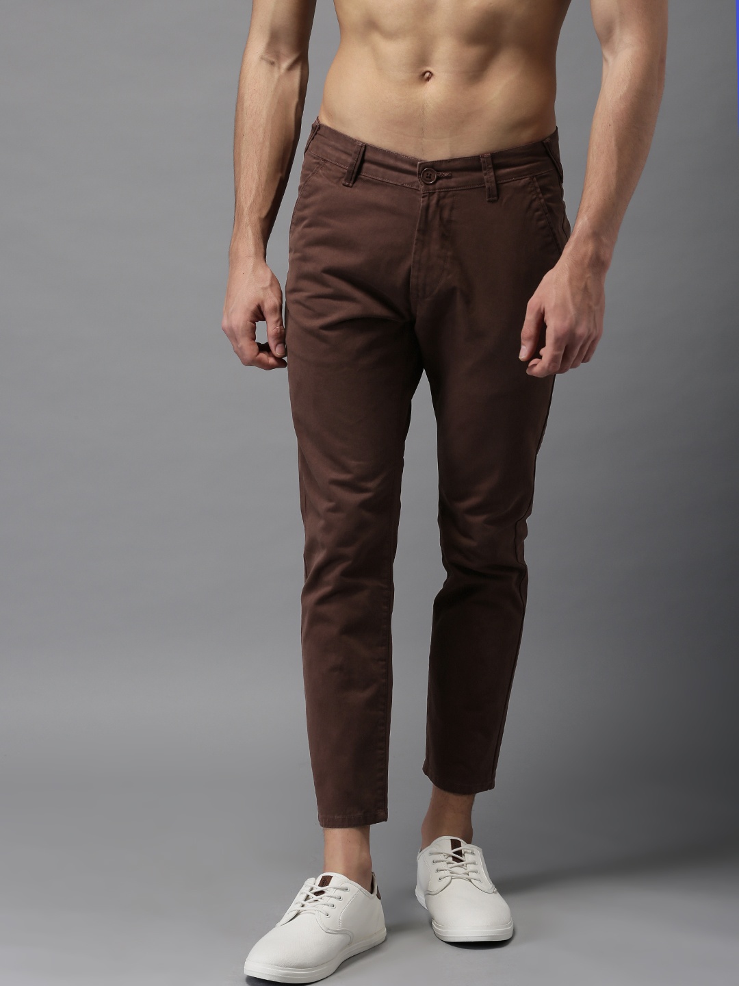 

Moda Rapido Men Maroon Slim Fit Solid Cropped Chinos