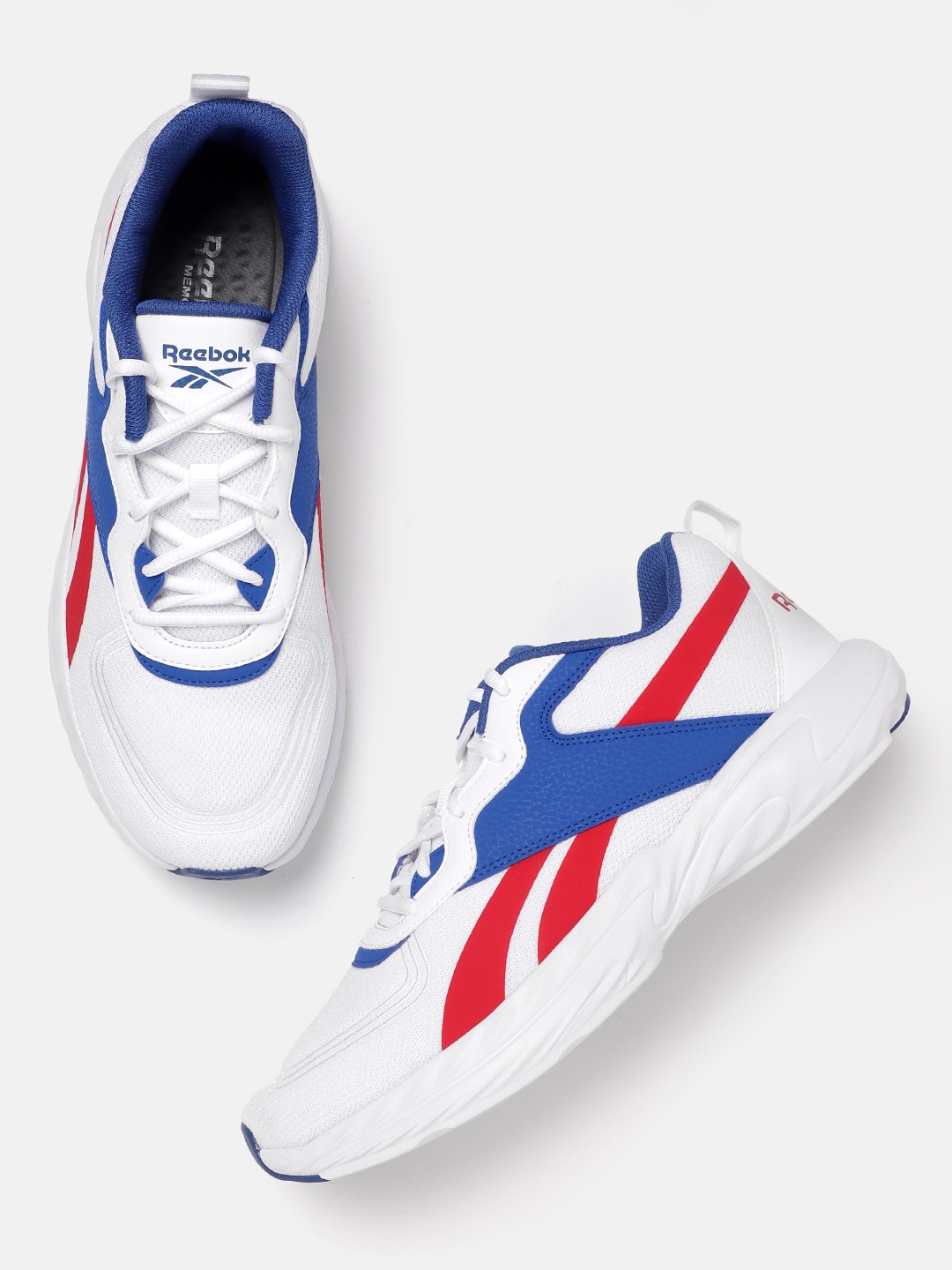

Reebok Men Woven Design Round-Toe Rush Extreme Running Shoes with Brand Logo Detail, White