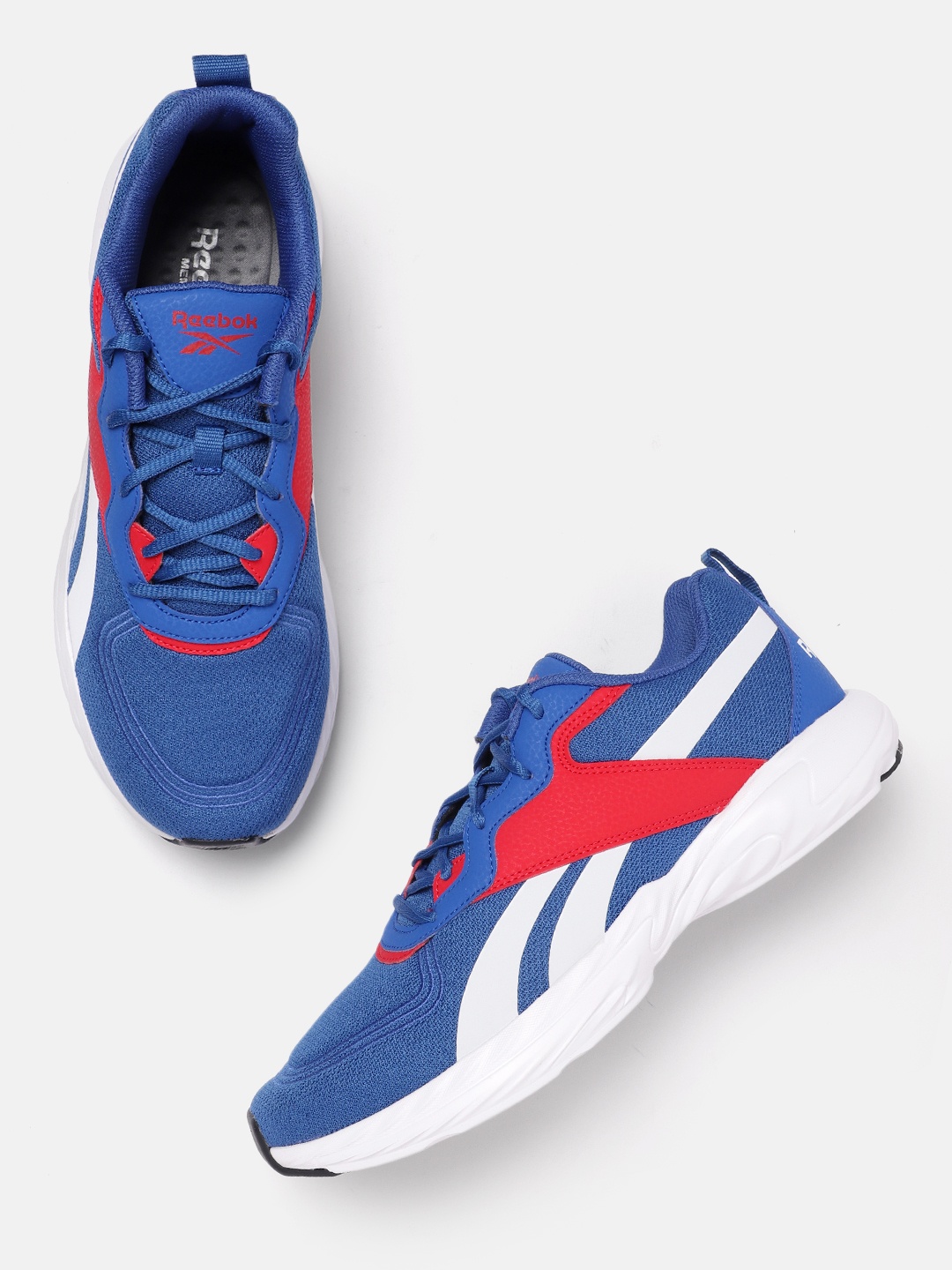 

Reebok Men Woven Design Round-Toe Rush Extreme Running Shoes with Brand Logo Detail, Blue