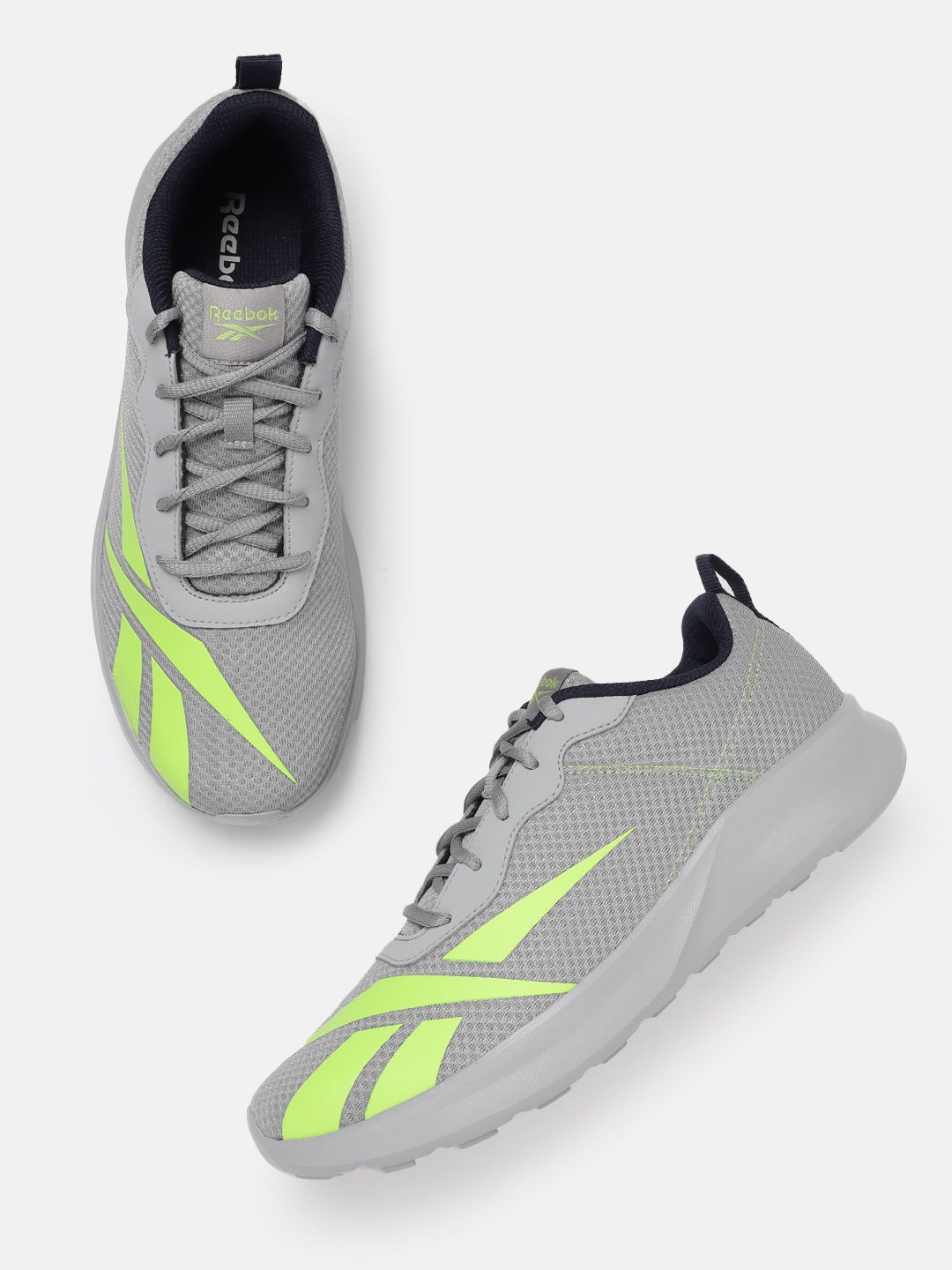 

Reebok Men Woven Design Low PP Float Running Shoes with Brand Logo Detail, Grey
