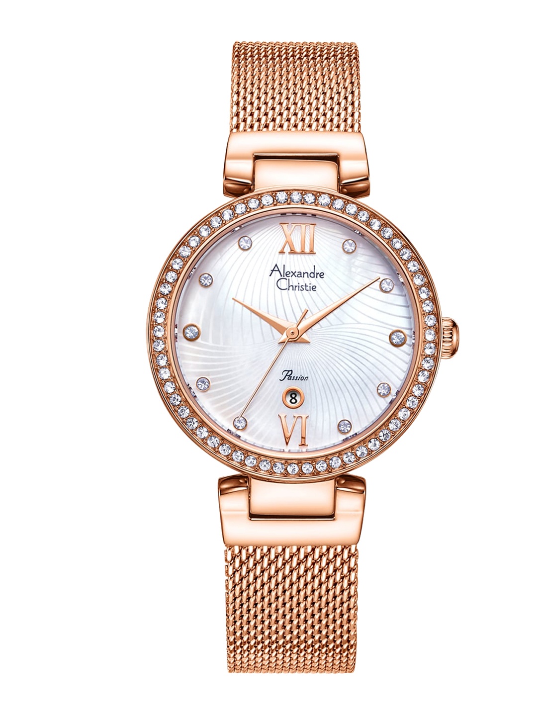 

Alexandre Christie Women Embellished Dial & Bracelet Style Watch 2754LDBRGMS, Rose gold