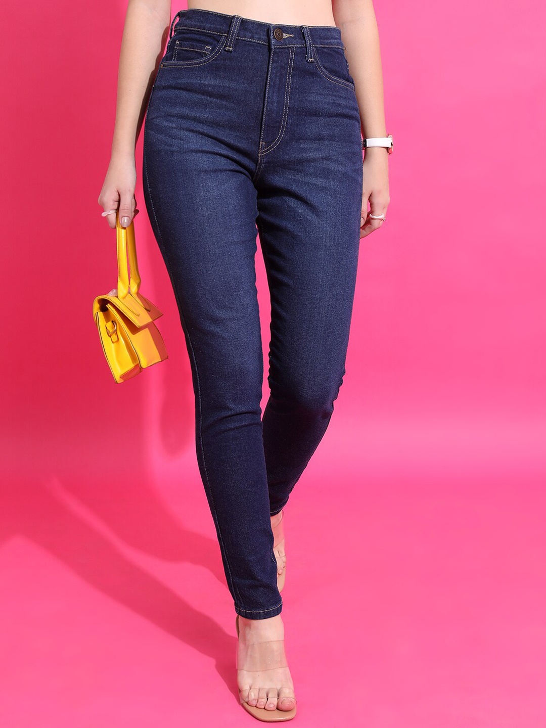 

Tokyo Talkies Women Skinny Fit Clean Look stretchable Jeans, Navy blue