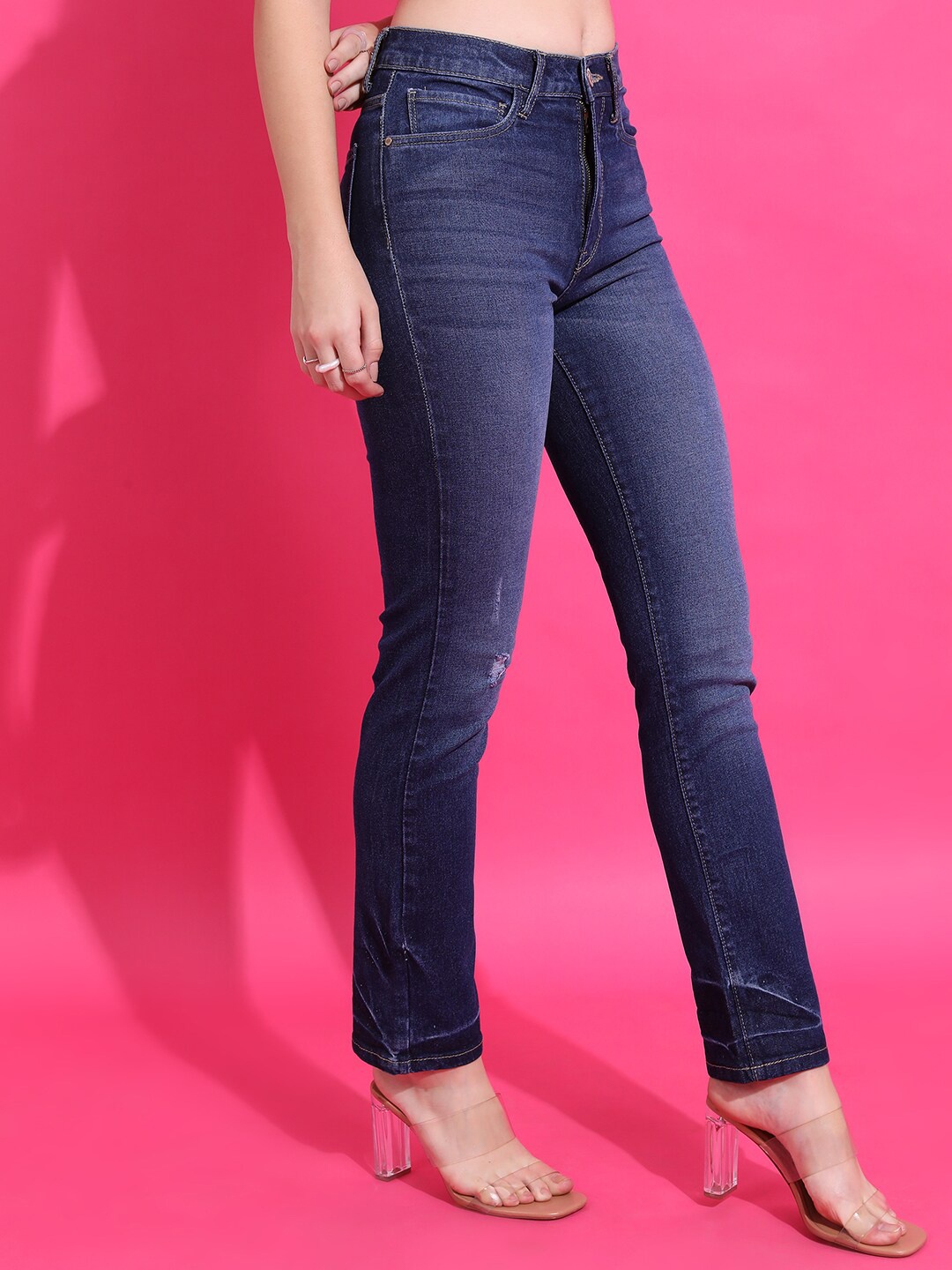 

Tokyo Talkies Women Straight Fit Clean Look Light Fade Stretchable Jeans, Blue