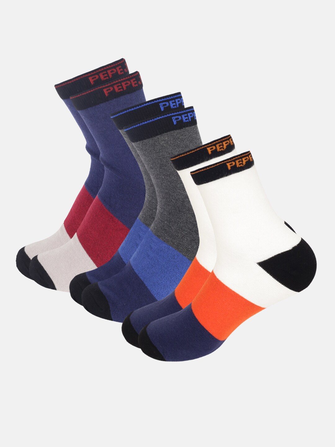 

Pepe Jeans Men Pack Of 3 Colourblocked Ankle-Length Socks, Grey