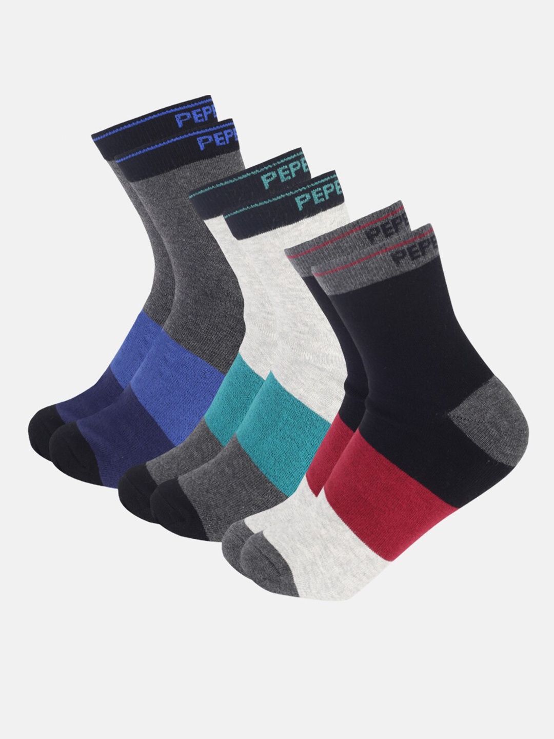 

Pepe Jeans Men Pack Of 3 Colorblocked Ankle-Length Socks, Grey