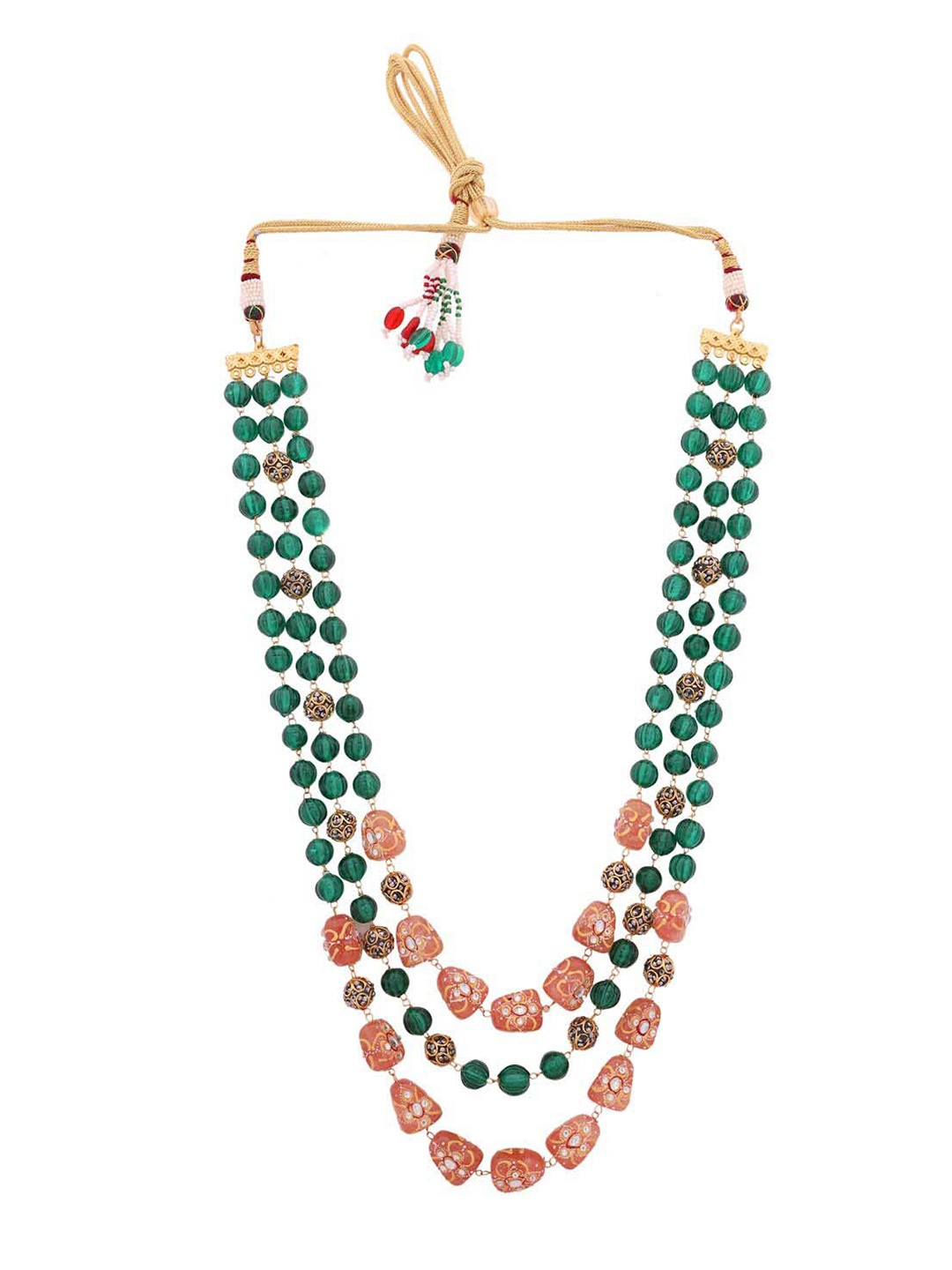 

Shoshaa Gold-Plated Kundan Studded & Beaded Layered Necklace