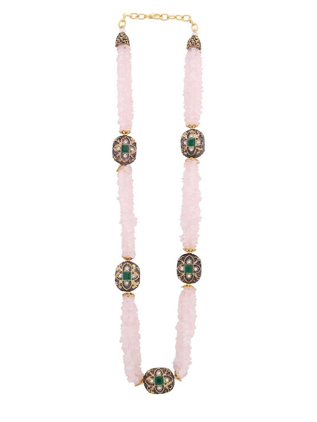 

Shoshaa Gold-Plated Stone-Studded & Beaded Brass Necklace