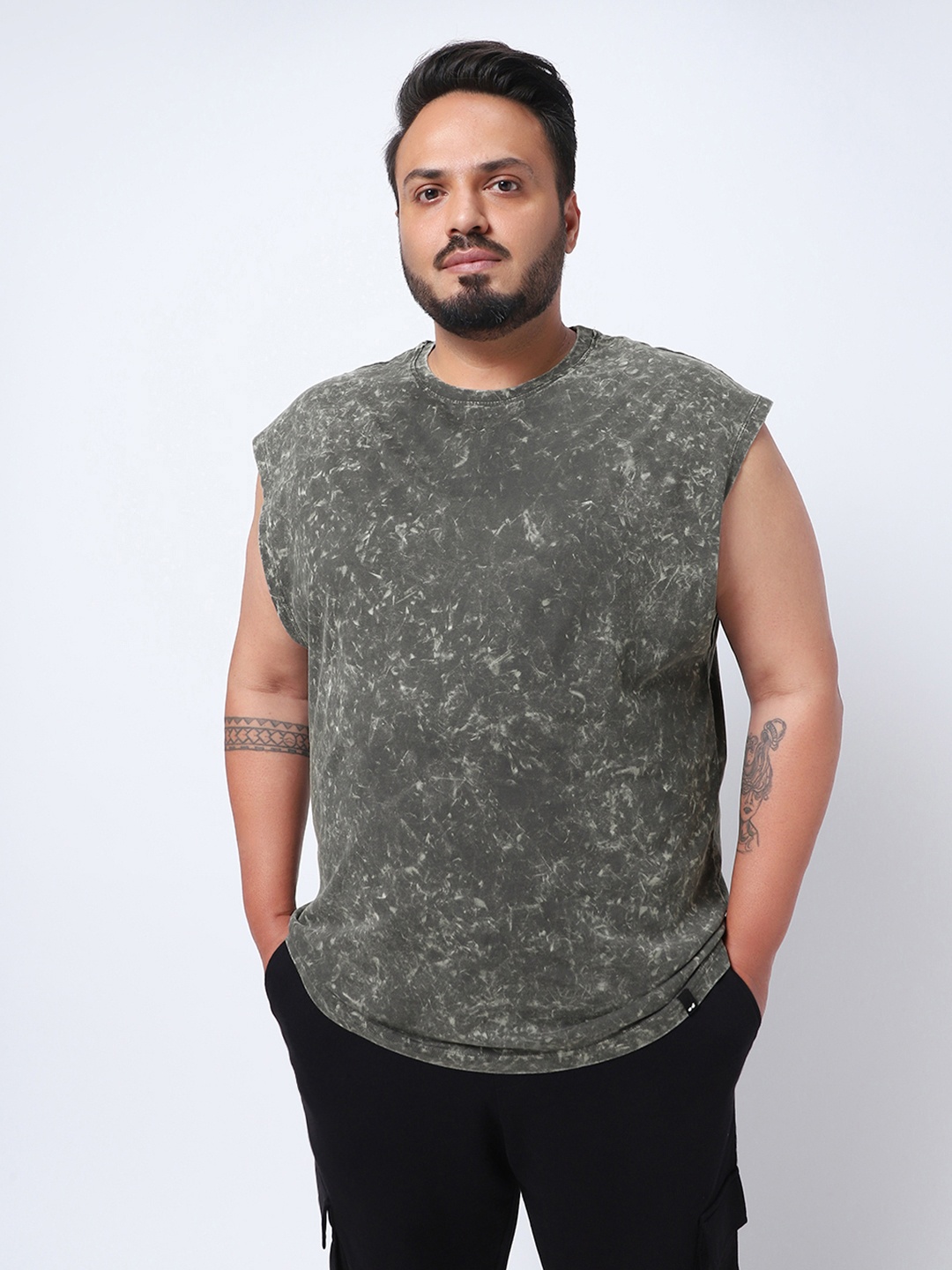 

Bewakoof Plus Oversized Gym Vest, Grey
