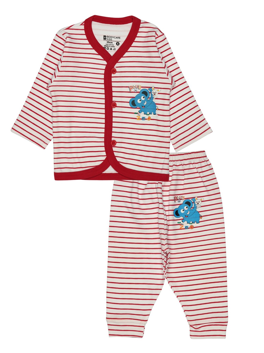 

Bodycare Kids Unisex Kids Striped T-shirt with Pyjamas, Red