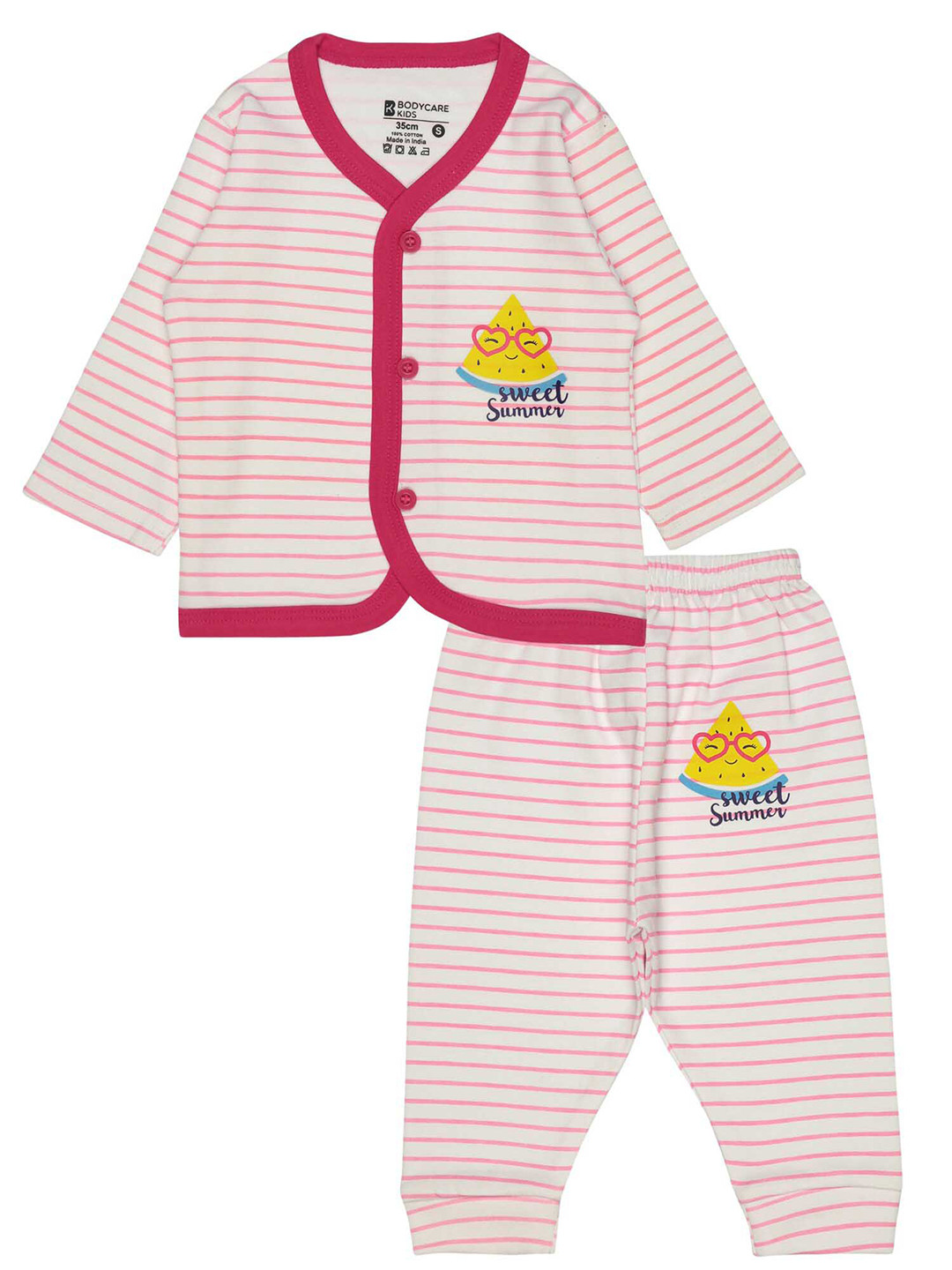 

Bodycare Kids Unisex Kids Striped T-shirt with Trousers, Fuchsia