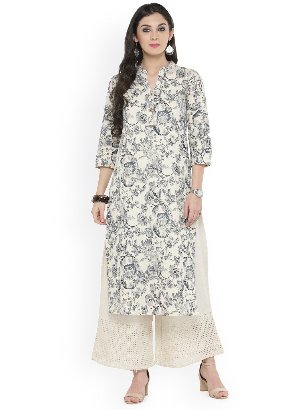 

Varanga Women Off-White & Black Printed Kurta with Palazzos