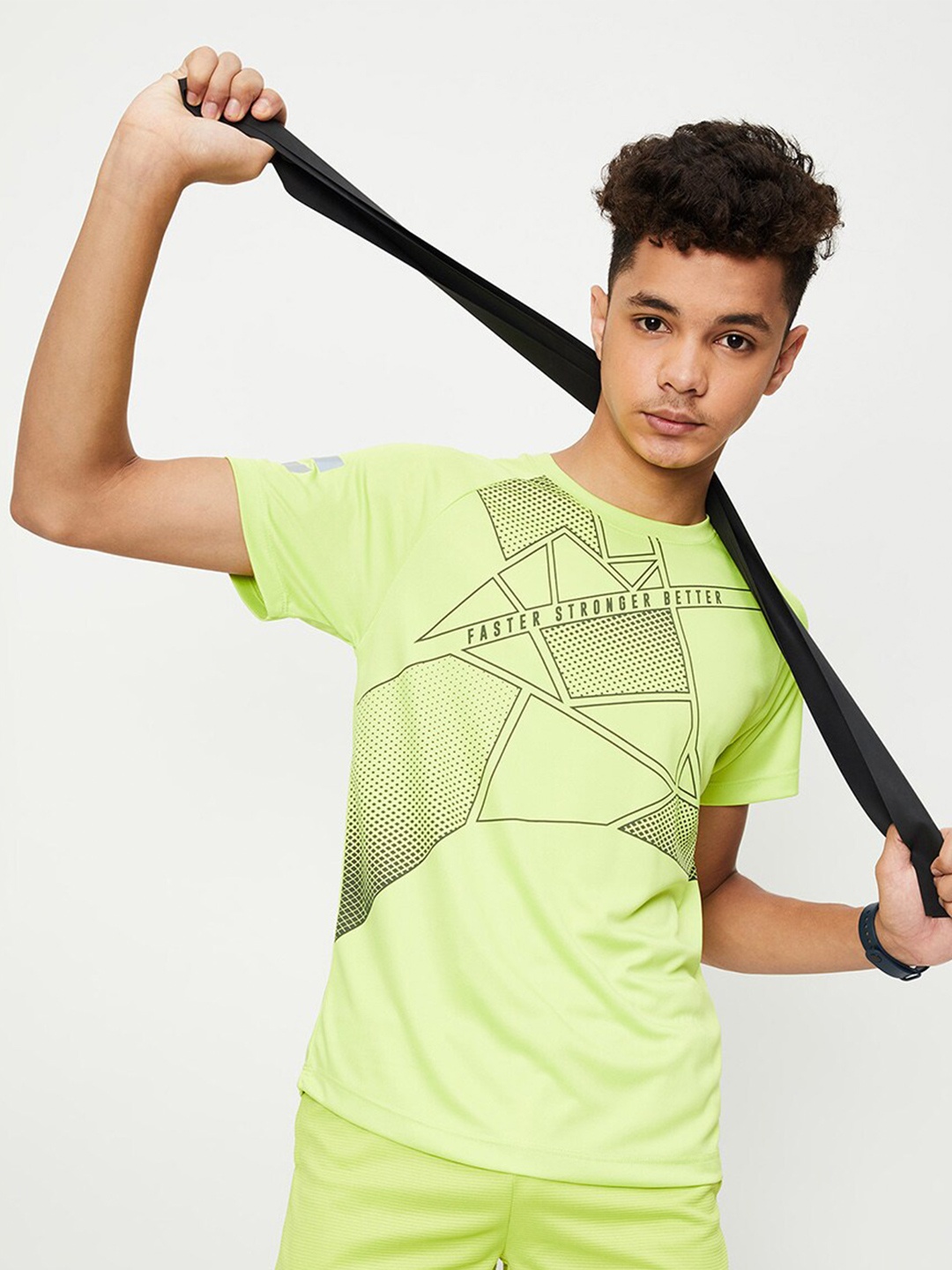 

max Boys Geometric Printed T-shirt, Green