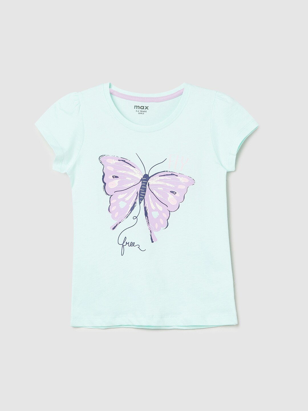 

max Girls Conversational Printed Pure Cotton T-shirt, Green