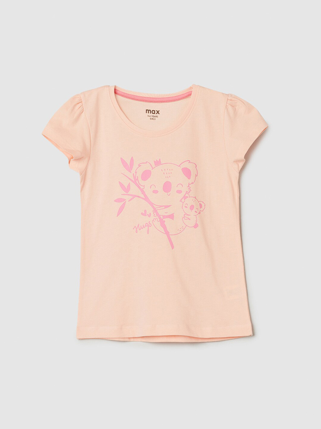 

max Girls Graphic Printed Pure Cotton T-shirt, Orange