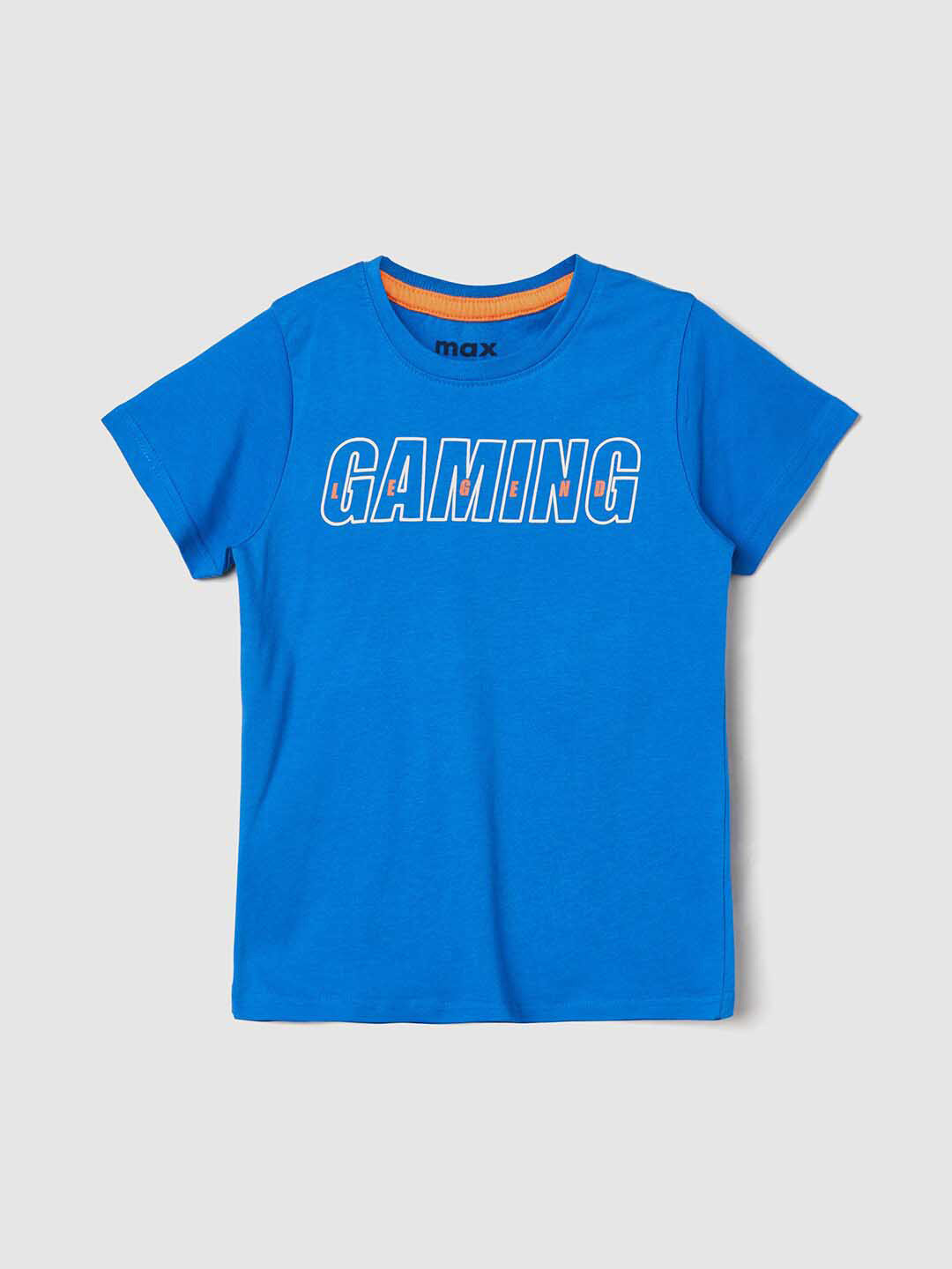 

max Boys Typography Printed Pure Cotton T-shirt, Blue