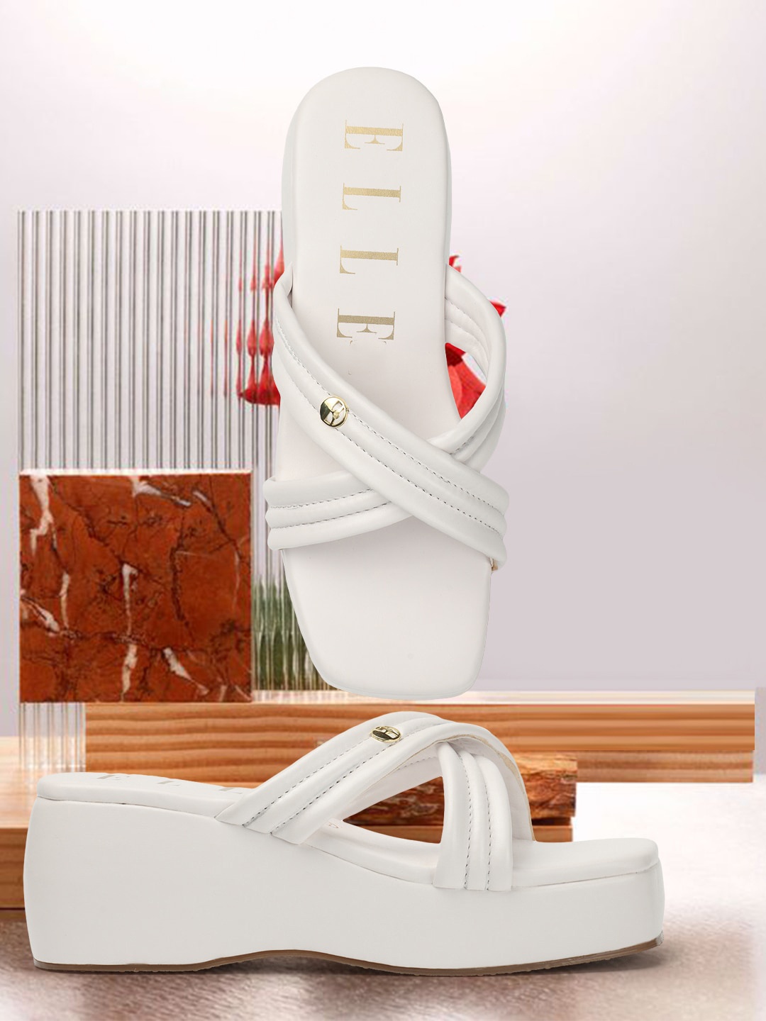 

ELLE Square Toe Flatform Heels, White