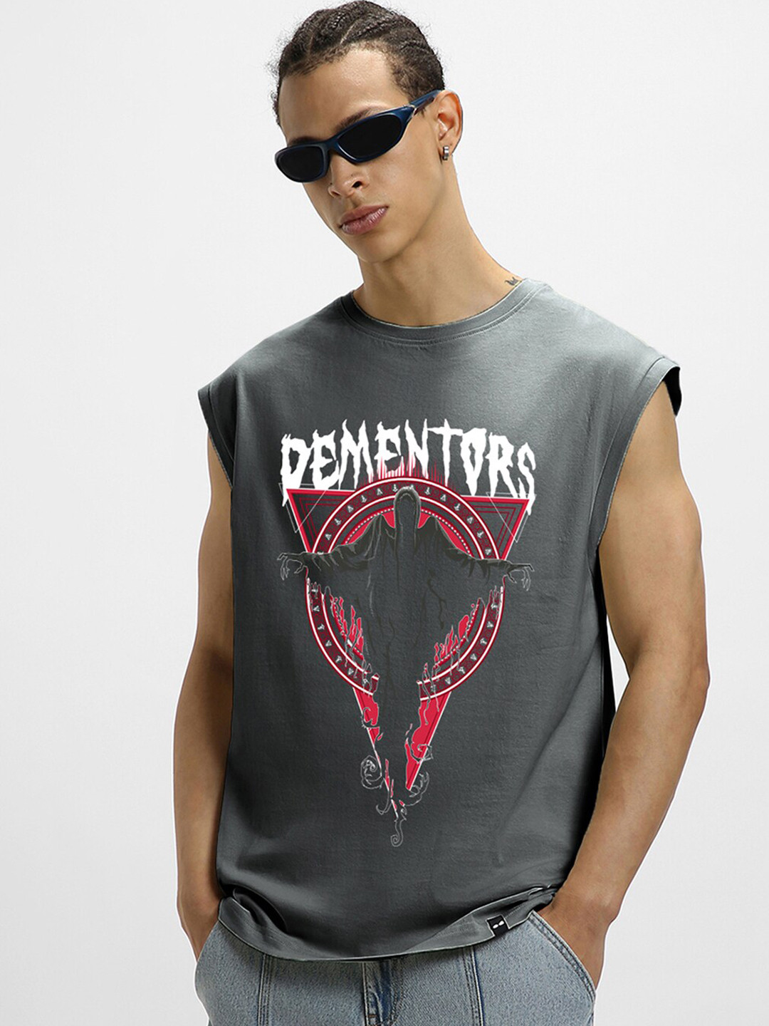 

Bewakoof Grey X Official Harry Potter Merchandise Graphic Printed Boxy Cotton T-Shirt