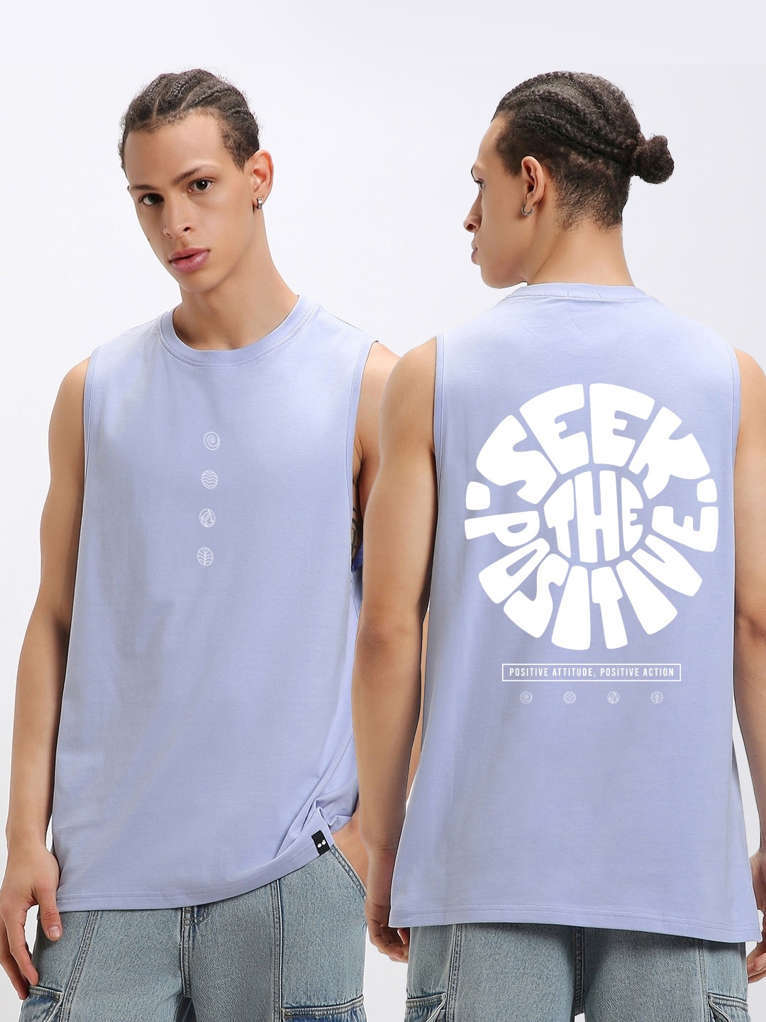 

Bewakoof Men Peace Seeker Graphic Printed Vest, Purple