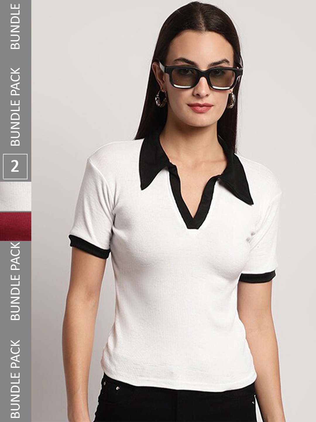 

borse lele Pack Of 2 Cotton Crop Regular Tops, Off white