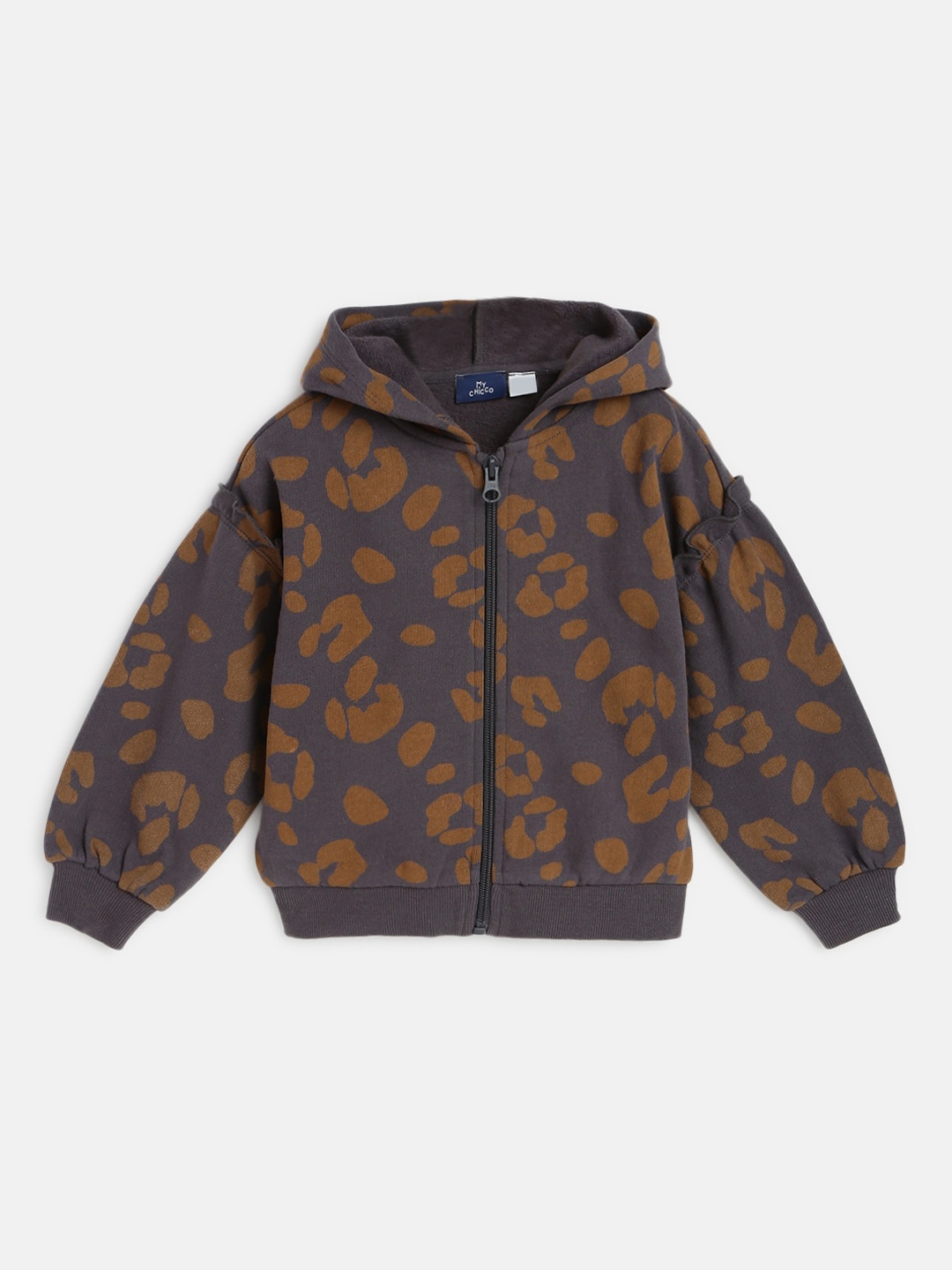 

Chicco Girls Graphic Printed Hooded Neck Cotton Bomber Jacket, Grey