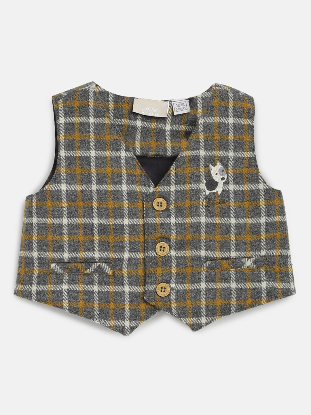 

Chicco Infant Boys Checked Waistcoat, Grey