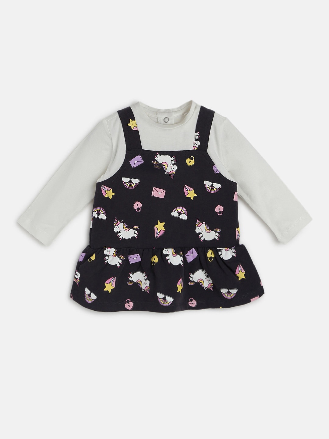 

Chicco Girls Conversational Printed Gathered Cotton Pinafore Dress, Grey
