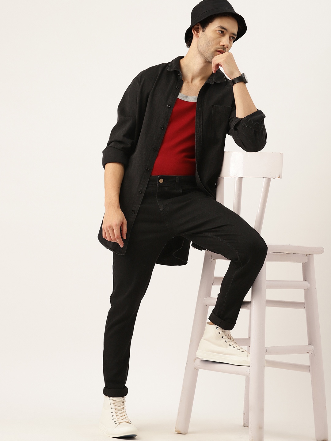 

Kook N Keech Men Tapered Fit Stretchable Jeans, Black
