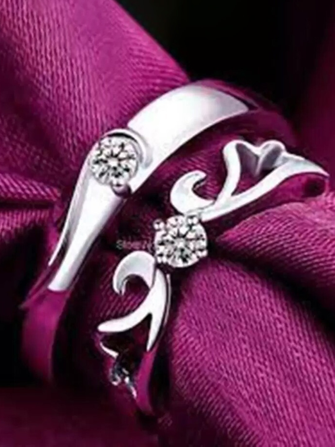 

KARISHMA KREATIONS Set Of 2 Silver-Plated AD-Studded Adjustable Finger Rings