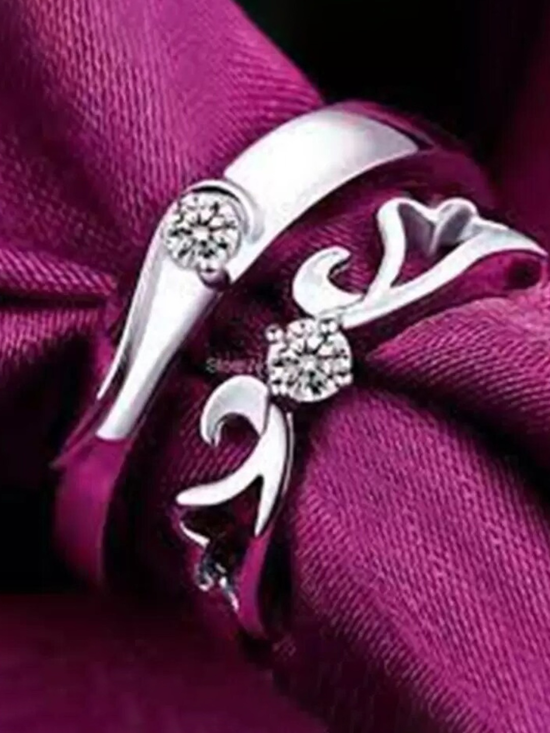 

KARISHMA KREATIONS Set Of 2 Silver-Plated & AD-Studded Stainless Steel Couple Ring