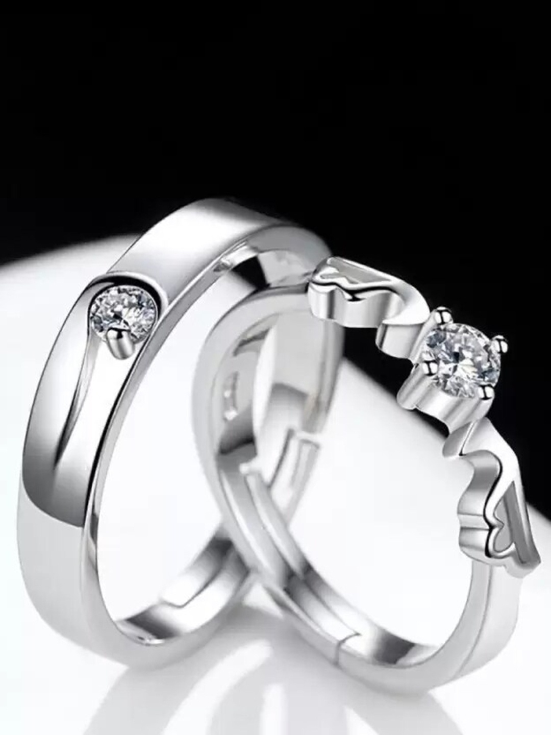 

KARISHMA KREATIONS Set Of 2 Silver-Plated Stainless Steel Promise Couple Rings