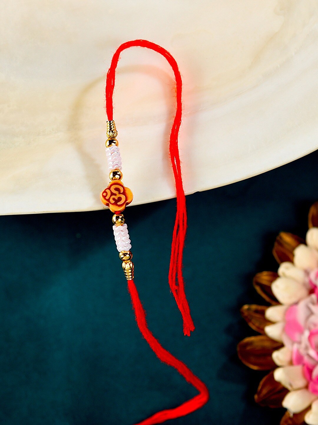 

Zaveri Pearls Beaded Thread Rakhi, Red