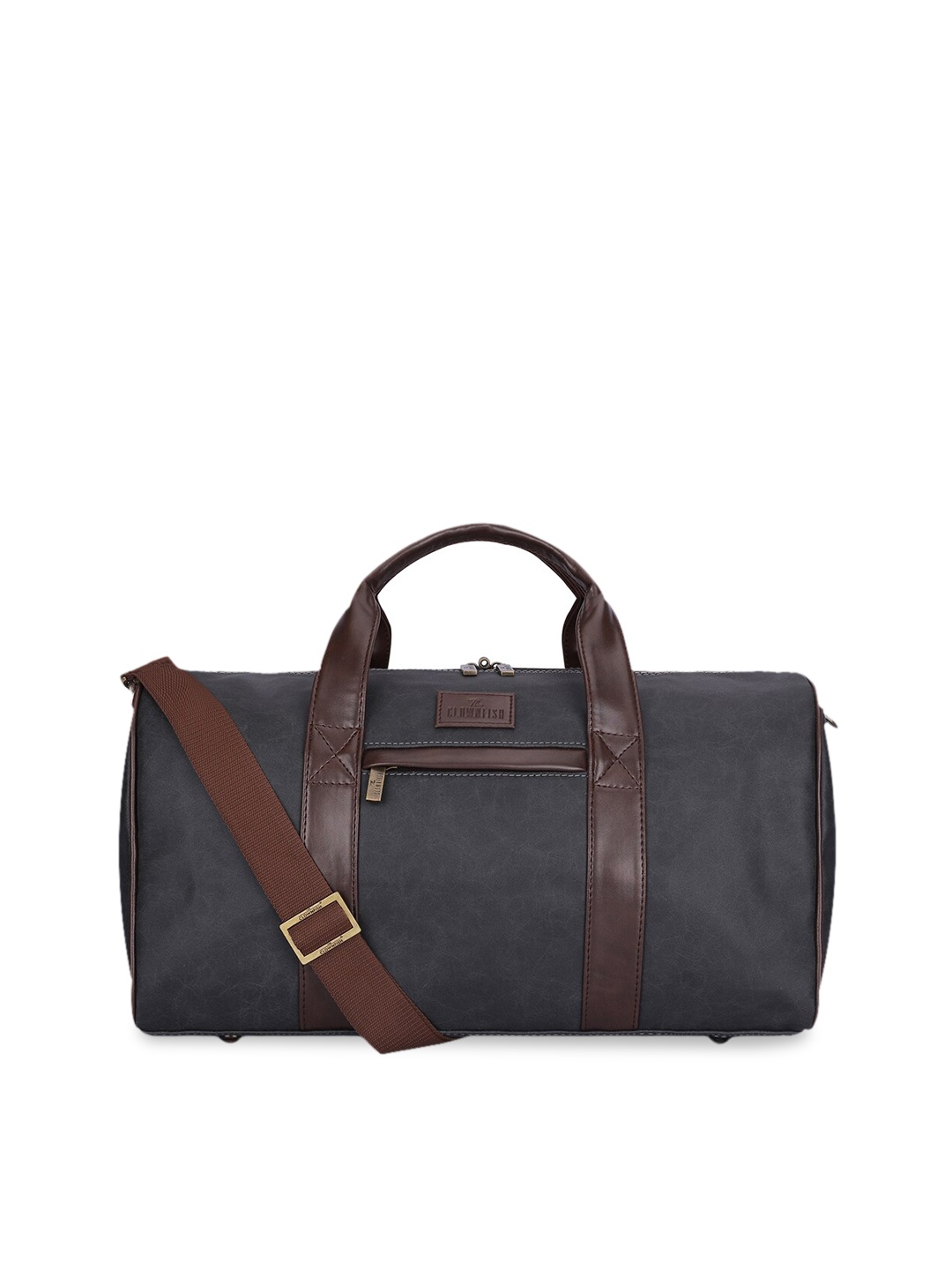 

THE CLOWNFISH Leather Duffel Bag, Grey