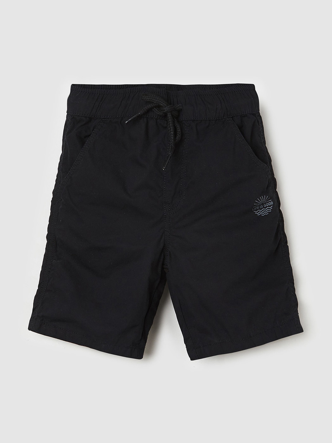 

max Boys Mid Rise Knitted Shorts, Black