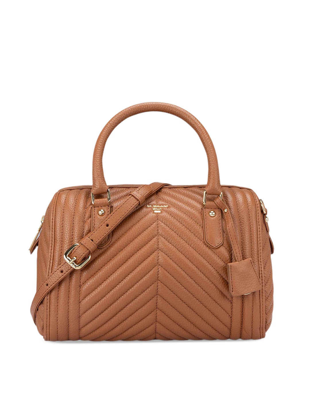 

Da Milano Textured Quilted Leather Structured Handheld Bag, Brown