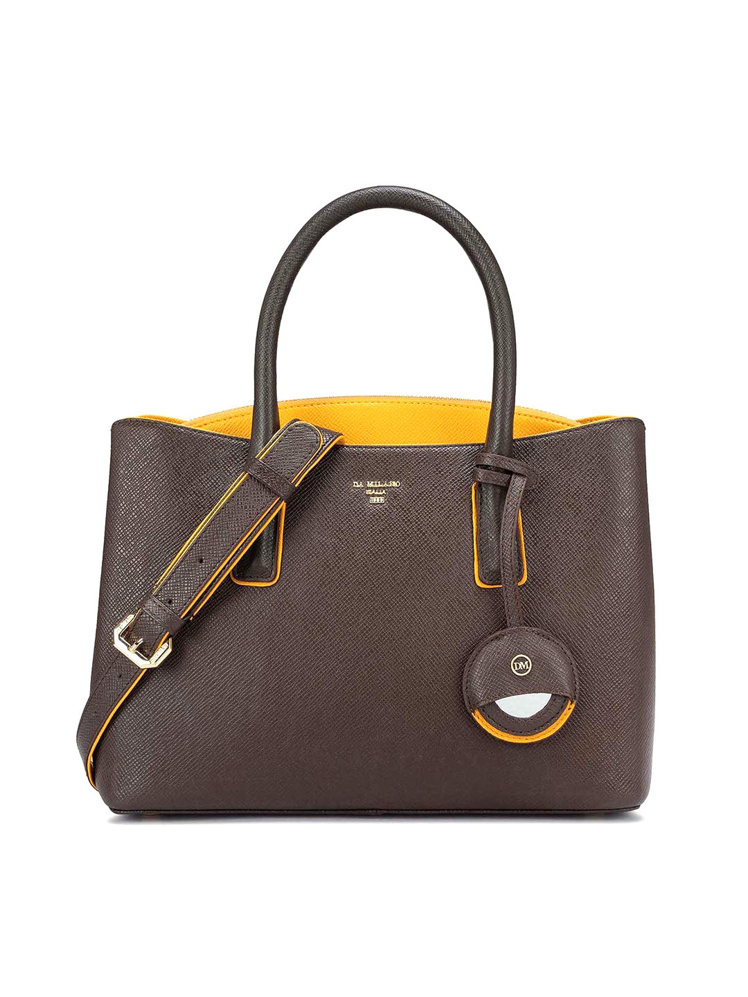 

Da Milano Textured Leather Structured Handheld Bag, Brown