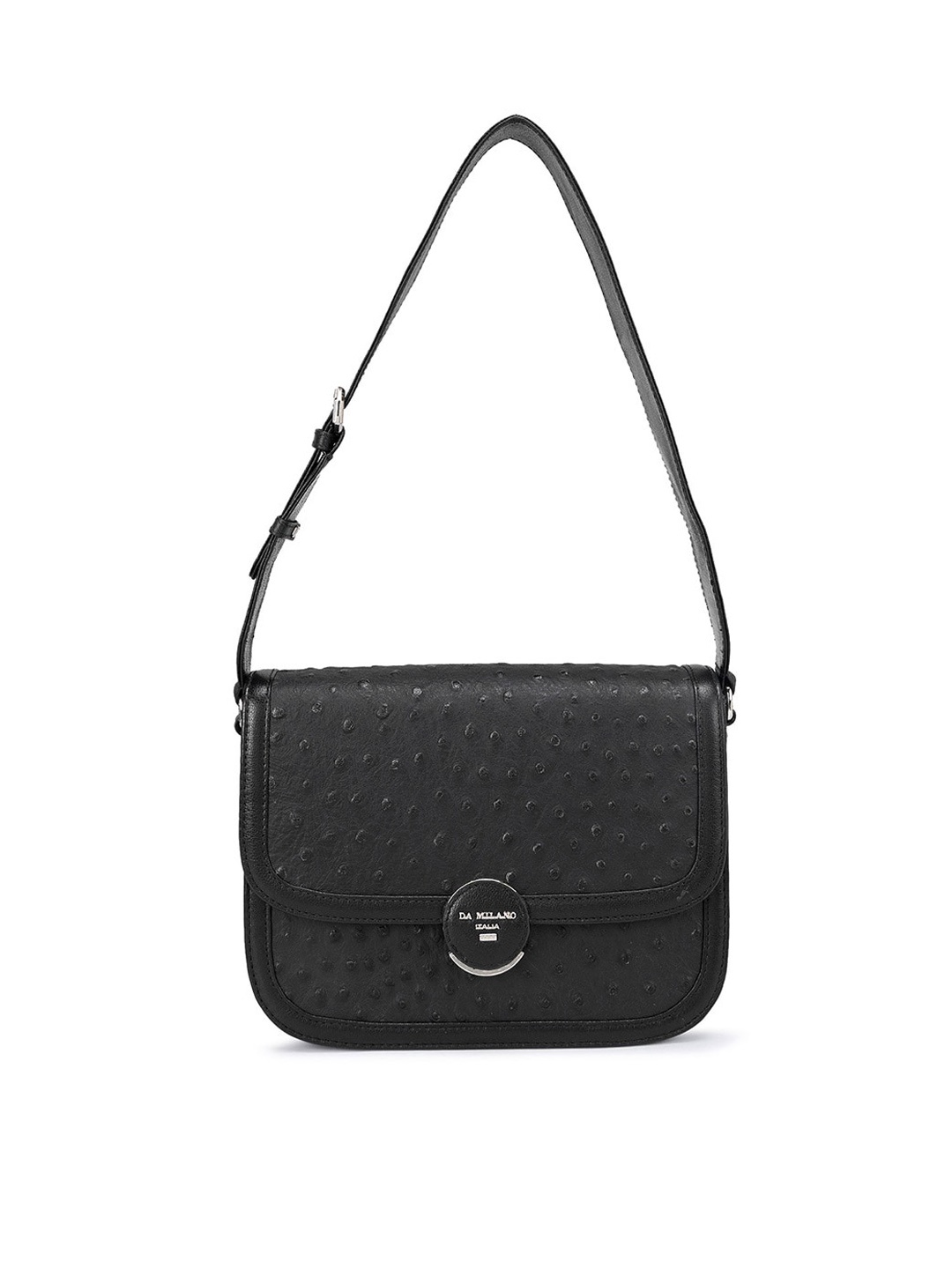 

Da Milano Leather Structured Handheld Bag, Black