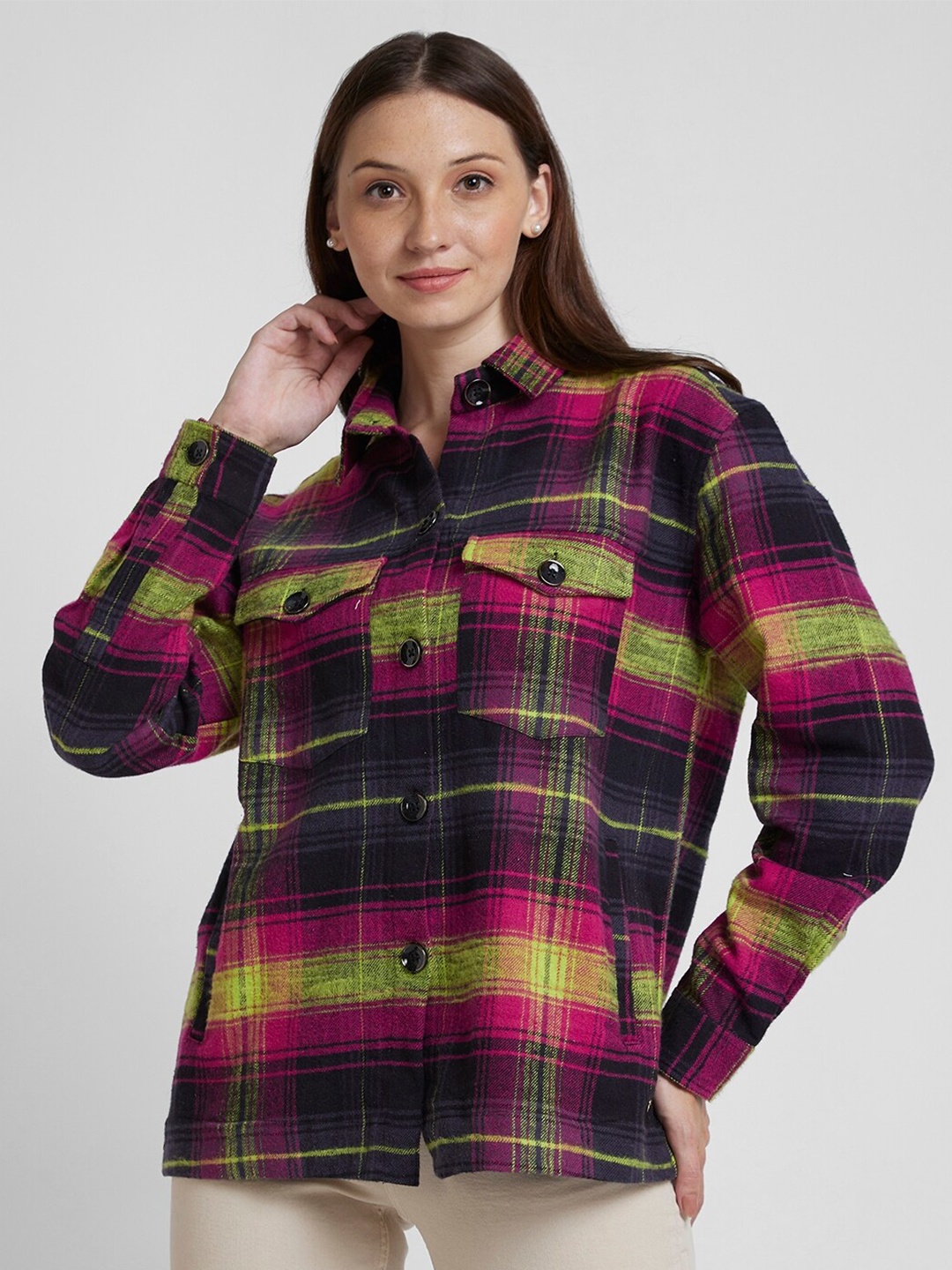 

SPYKAR Classic Checked Opaque Cotton Casual Shirt, Pink