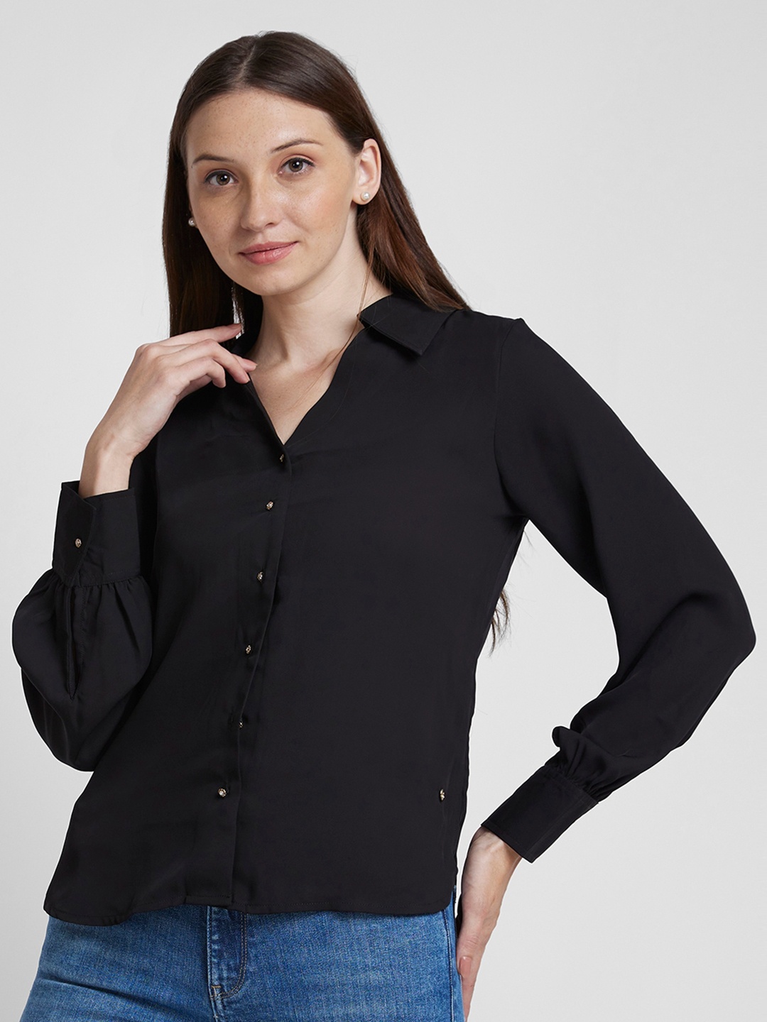 

SPYKAR Women Black Classic Opaque Casual Shirt