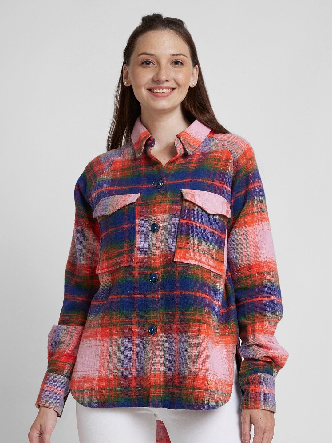 

SPYKAR Classic Checked Opaque Regular Fit Cotton Casual Shirt, Red
