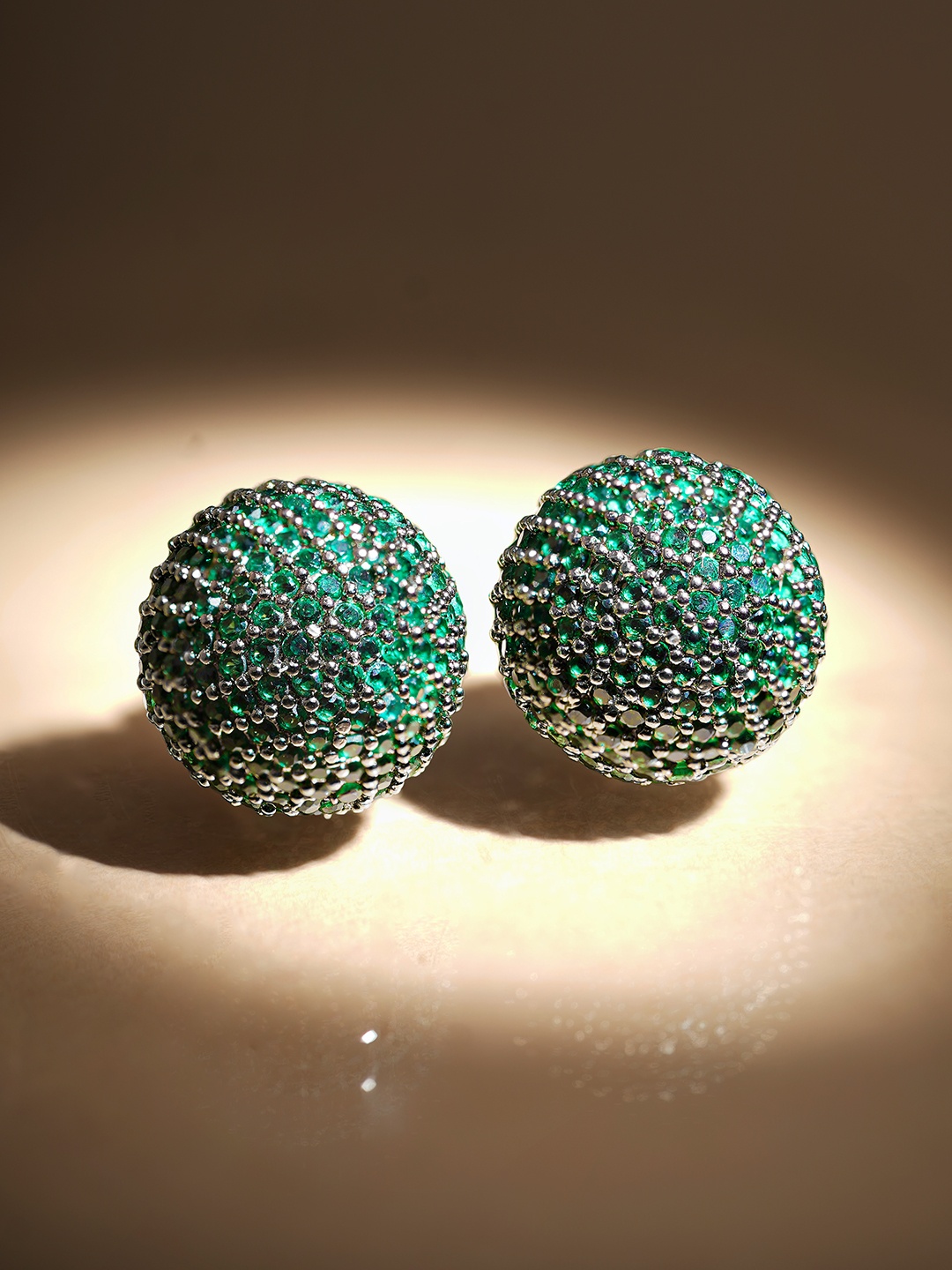 

Rubans Rhodium-Plated Spherical Studs Earrings, Silver