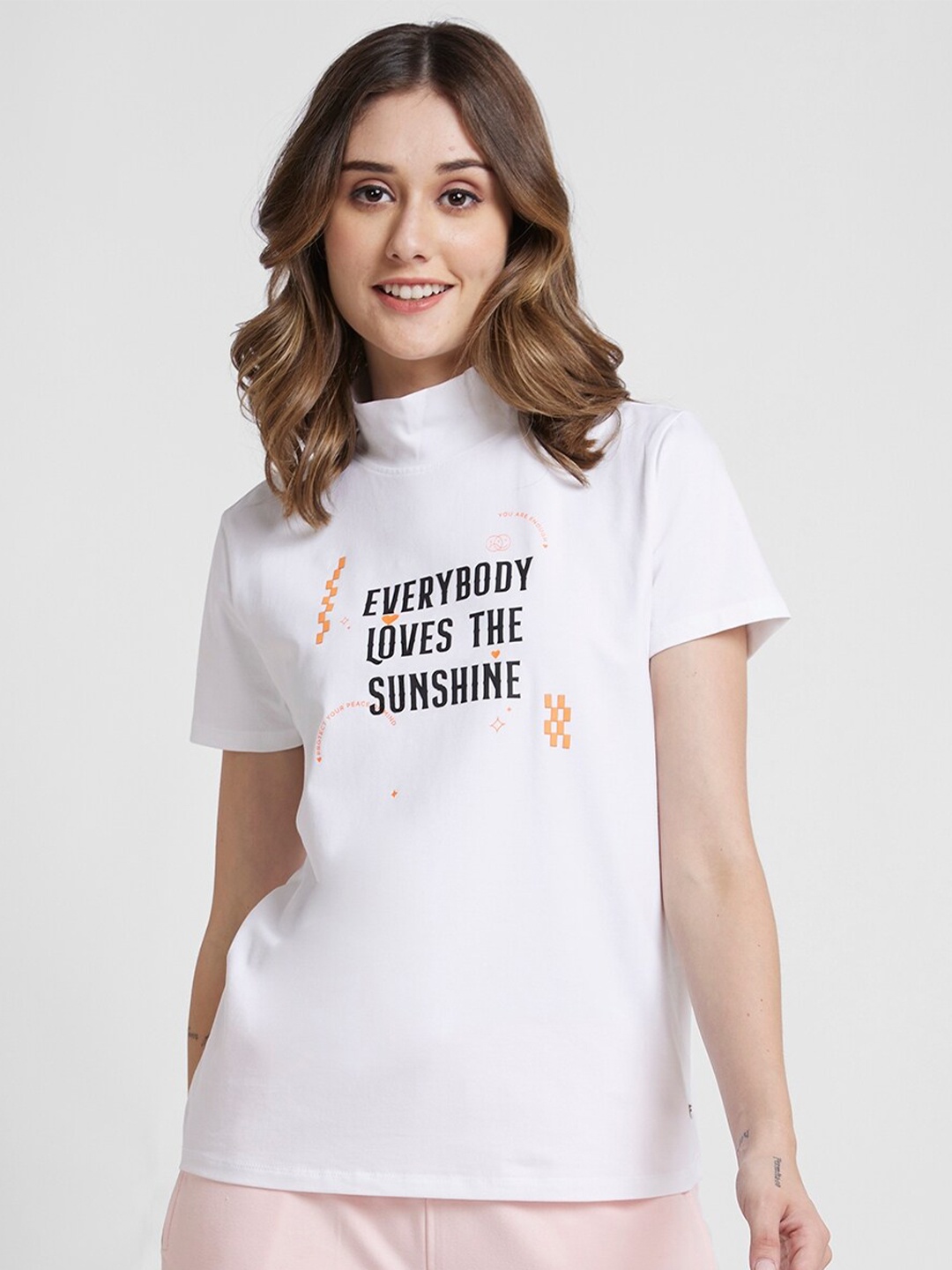 

SPYKAR Typography Printed Cotton T-Shirt, White