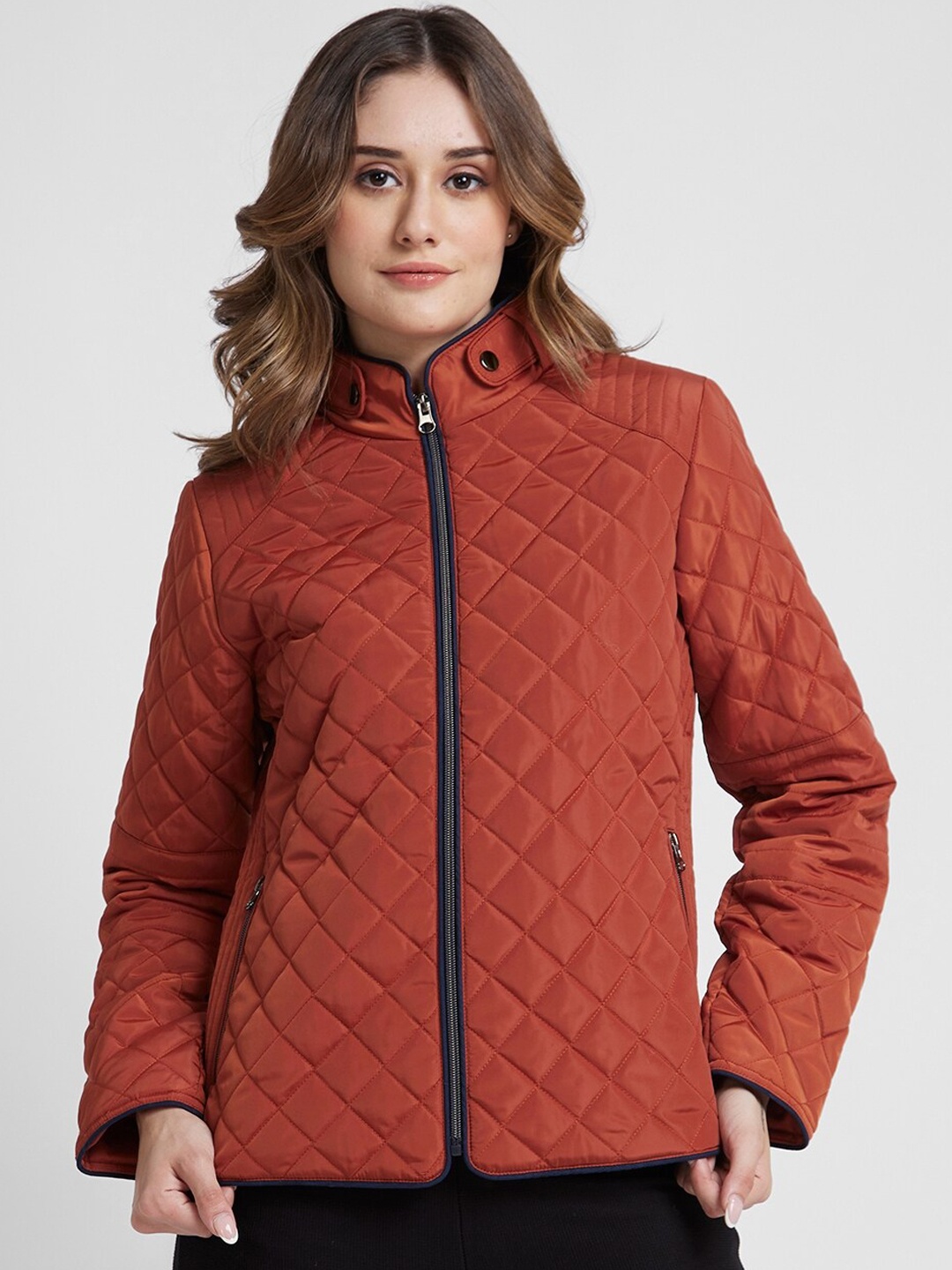 

SPYKAR Stand Collar Regular Quilted Jacket, Red